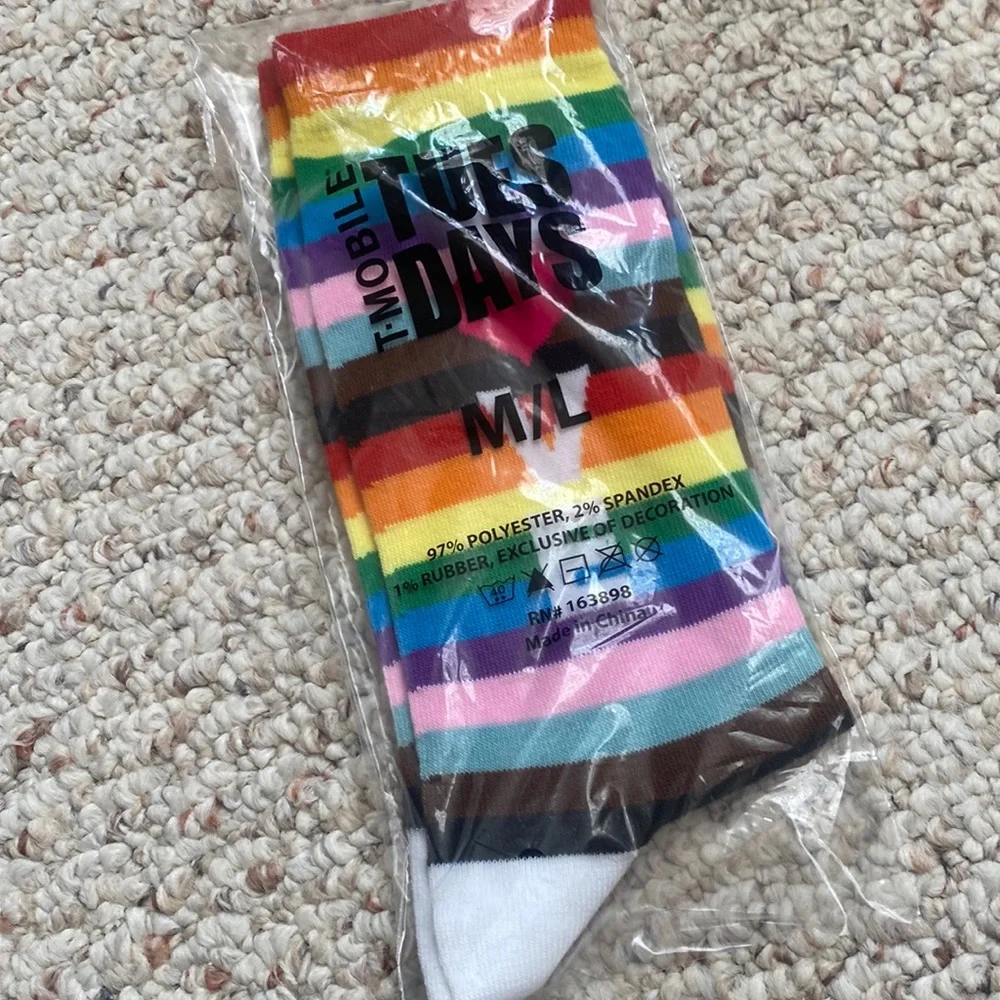 Pride Socks Limited Edition T-Mobile Rainbow rare brand new cute